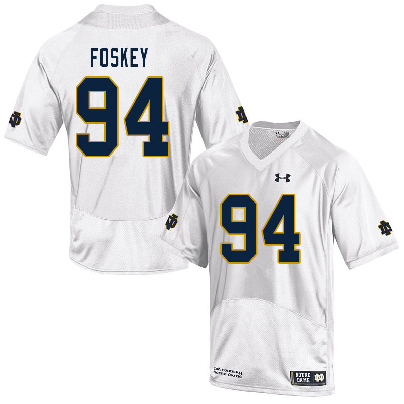 Men's NCAA Notre Dame Fighting Irish #94 Isaiah Foskey Stitched College Under Armour Authentic White Football Jersey WK10I35ZM